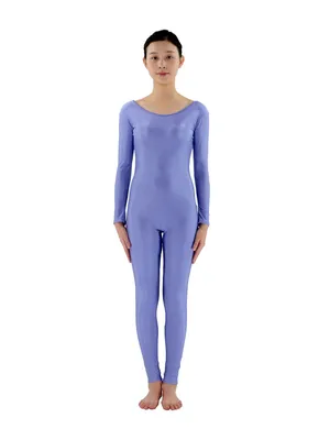 Women Big Round Neck Tights Solid Color Lycra Skinsuit Spandex Catsuit Zentai Unitard Second-skin Clothing