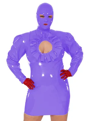 Second Skin Wet Look Wetlook PVC Mini Dress Long Sleeve Party Dresses