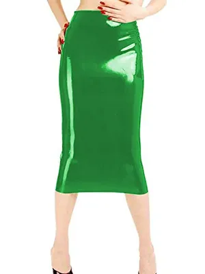 Supply Second Skin Open Buttock Skirt Nightclub Hollow Out Wetlook PVC Wetlook Midi Skirt