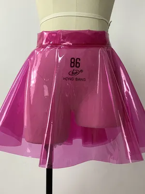 Second Skin Clear Wetlook PVC Women Skirt Skirts Super Mini Pleated Mini Skirts Fetish Plastic Hot Erotic Pole Dance Clubwear Sissy Skirts
