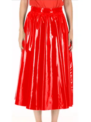 Second Skin Wet Look Shiny Wetlook PVC Leather Pleated Full Skirt High Waist Party Skirts Ankle Length A-line Skirts Solid Color Casual Clubwear