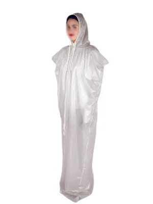 Fetish Plastic Adults Bondage Body Suit Zentai Second-skin Full Body Transparent Skinsuit Wetlook Unitard PVC Mummy bag Stage Props Unisex Sheer Catsuit with Hood Open Face Zentai Second-skin Costume