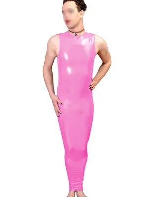 Skinsuit Wetlook Unitard PVC Bondage Hobble Dress Mens Fetish Cross-dresser Tank Bodycon Dress Two Way Zipper Ankle Length Party Clubfetish Vestido Zentai Second-skin Costume