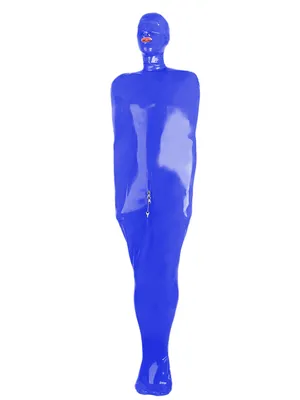 Natural & Flexible Adults Bondage bag Adults Skinsuit Wetlook Unitard PVC Sleeping Sack Open Head and Attached Front Zipper Fetish Rubber Suit Zentai Second-skin Costume