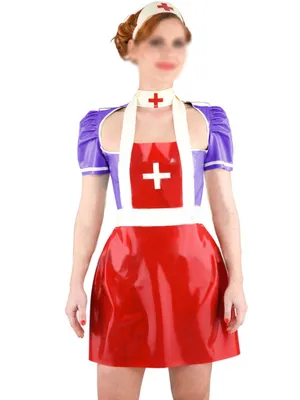 Second Skin Hollow Out Cosplay Nurse Sets Glossy Pvcshort Puff Sleeve Nurse Uniforms Lady Pencil Dress Medical Costumes