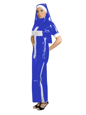 Second Skin Adultsnaughty Nun Cosplay Costumes Slim Short Sleeve Long Pencil Dress with Headscarf Forhalloween Fancy Dress