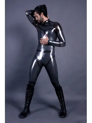 Supply Men Back Zipper Latex Catsuit Second-skin Clothing