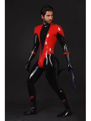 Supply Daredevil Latex Catsuit Second-skin Clothing with Tail