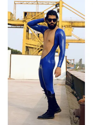 Supply Men Breast-baring Latex Catsuit Second-skin Clothing